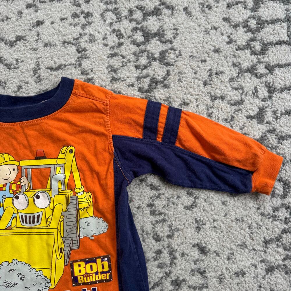 Vtg Y2K Bob the Builder “No Prob Bob” Orange and Navy Long Sleeve Shirt Size 3T - Picture 3 of 7